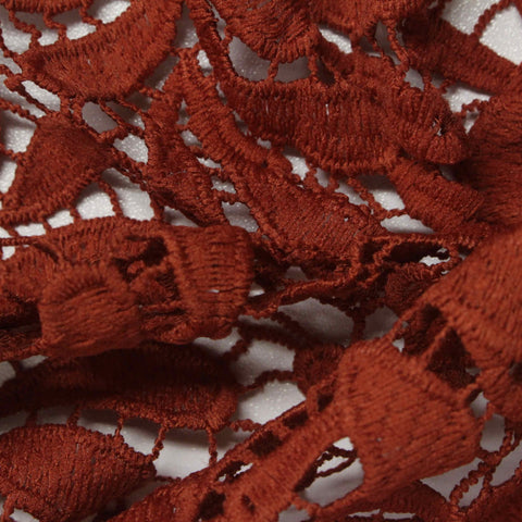 Terracotta Abstract-Floral Knit, Polyester