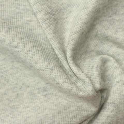 Light Grey Heathered-Marl Rib Knit, Poly-Cotton, 280 gsm