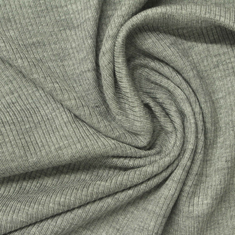 Heather Grey Marl Rib Knit, Viscose, 230 gsm, 144 cm