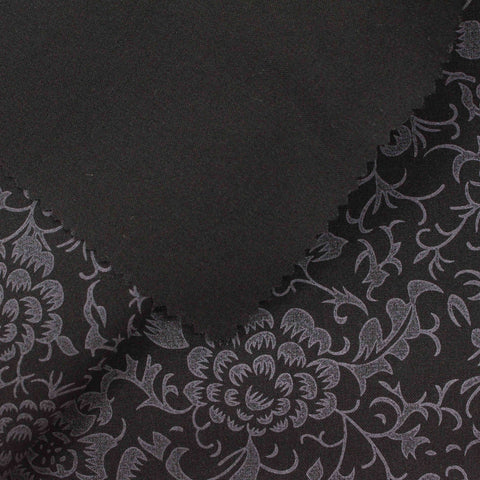 Dark Grey Floral Jacquard, Poly-Viscose, 230 gsm