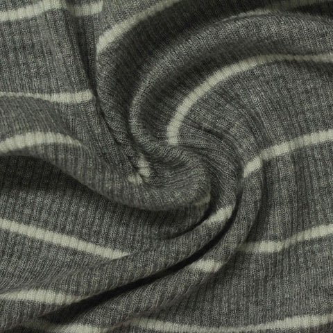 Grey Horizontal-Stripe Rib Knit
