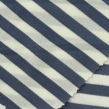Navy Horizontal-Stripe Piqué Knit, Polyester — photo 3