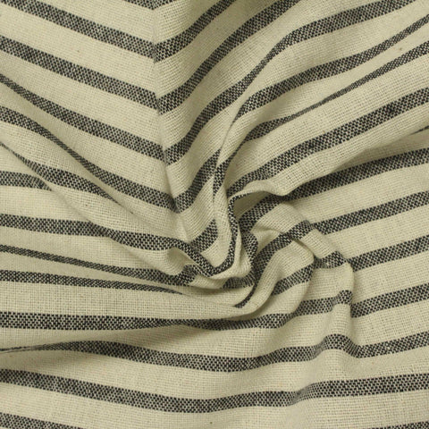 Black Horizontal-Stripe Woven, Cotton-Poly
