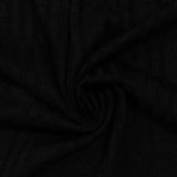 Polyester Viscose Stretch Rib Knit Fabric, 250 gsm, 142 cm — Black — photo 3