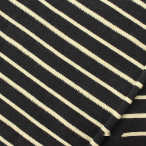 Navy Horizontal-Stripe Knit, Viscose, 293 gsm