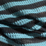 Black Horizontal-Stripe Chunky Knit, Polyester — photo 3