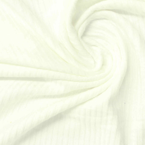 Viscose Stretch Rib Knit Fabric, 270 gsm, 145 cm — White