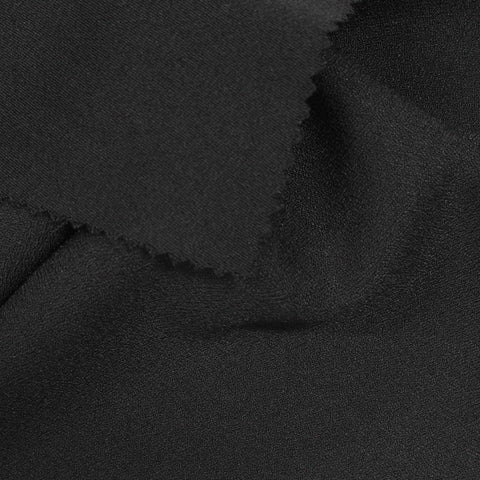 Polyester Stretch Linen-Look Fabric, 254 gsm — Black