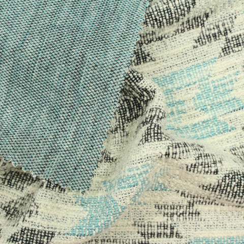 Light Blue Geometric Jacquard, Poly-Viscose