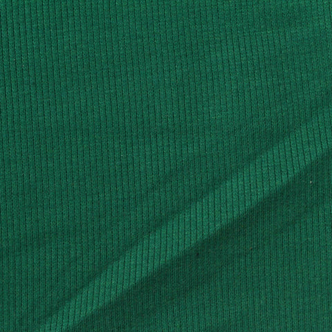 Cotton Polyester Stretch Rib Knit Fabric, 290 gsm, 115 cm — Green