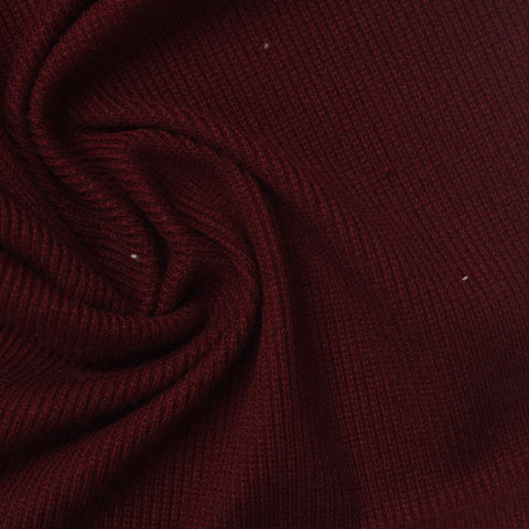 Brushed Polyester Stretch Rib Knit Fabric, 300 gsm, 120 cm — Red