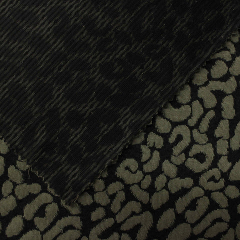 Dark Green Leopard Jacquard, Polyester