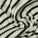 Black Horizontal-Stripe Rib Knit, Poly-Cotton — photo 3
