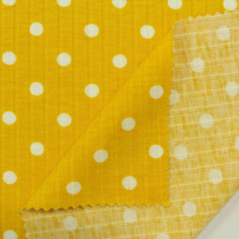 Yellow Polka-Dot Rib Knit, Poly-Viscose