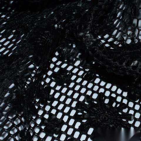 Black Floral Knit, Polyester, 320 gsm