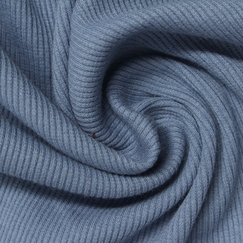 Cotton Polyester Stretch Rib Knit Fabric, 263 gsm — Blue, ref EF-243851