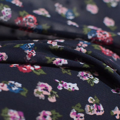 Pink Floral Chiffon, Polyester, 90 gsm