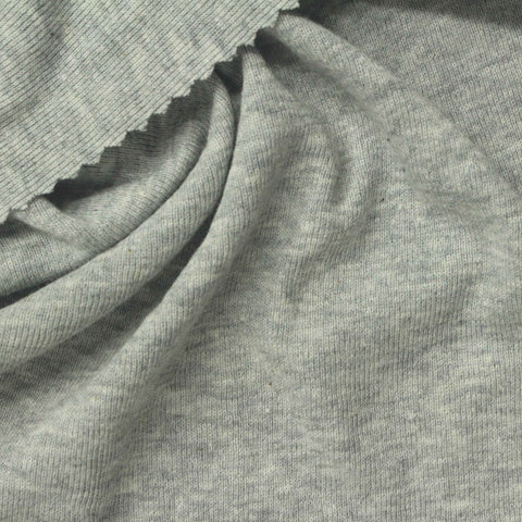 Grey Marl Rib Knit, Cotton, 180 gsm, 170 cm