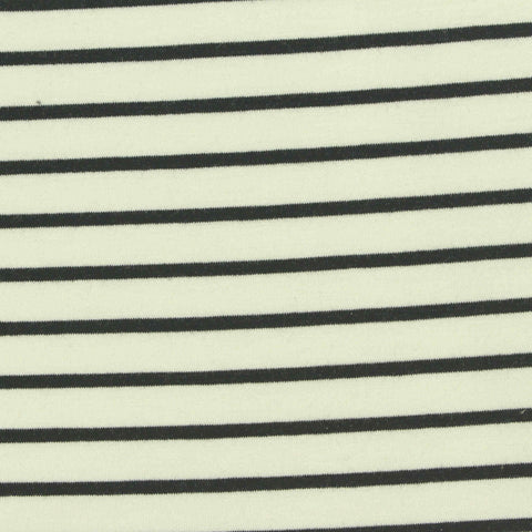 Black Horizontal-Stripe Scuba Knit, Viscose-Nylon
