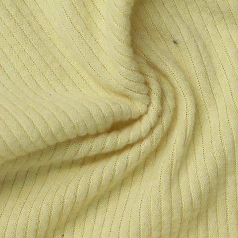Brushed Polyester Stretch Rib Knit Fabric, 260 gsm, 180 cm — Yellow