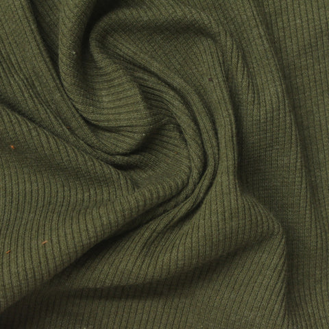 Cotton Polyester Stretch Rib Knit Fabric, 210 gsm, 132 cm — Green