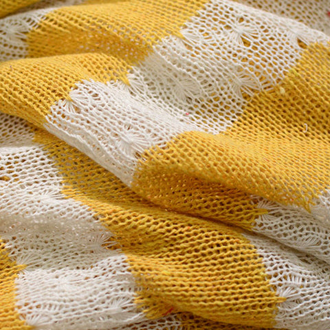 Yellow Horizontal-Stripe Knit, Poly-Cotton, 155 gsm