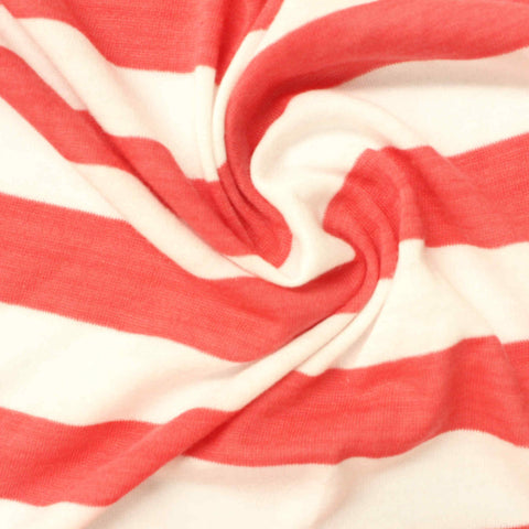 Red Horizontal-Stripe Chunky Knit, Cotton-Poly, 95 gsm