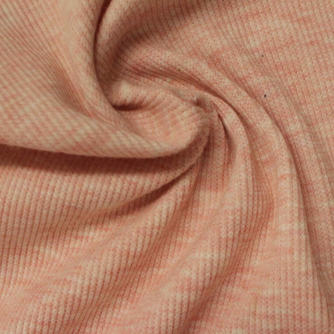 Pink Marl Rib Knit, Poly-Cotton, 305 gsm