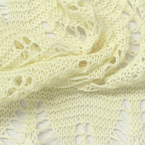 Light Yellow Openwork Pointelle Knit, Poly-Cotton, 230 gsm