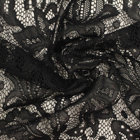 Black Floral Lace, Nylon, 70 gsm