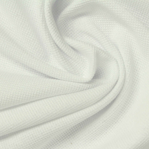100% Cotton Piqué Knit Fabric, 220 gsm, 173 cm — White