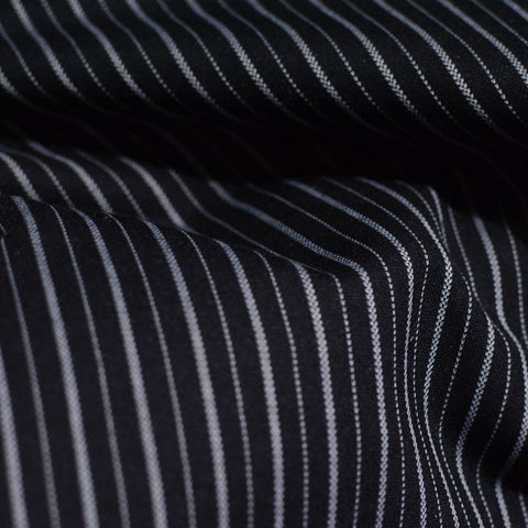 White Vertical-Stripe Interlock Knit, Viscose-Nylon