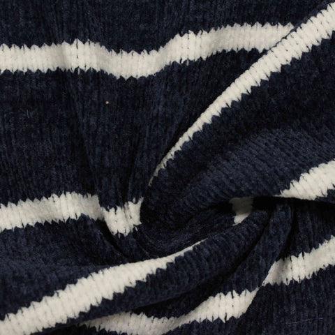 Navy Horizontal-Stripe Chenille, Polyester