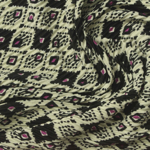 Black Ikat Plissé, Polyester