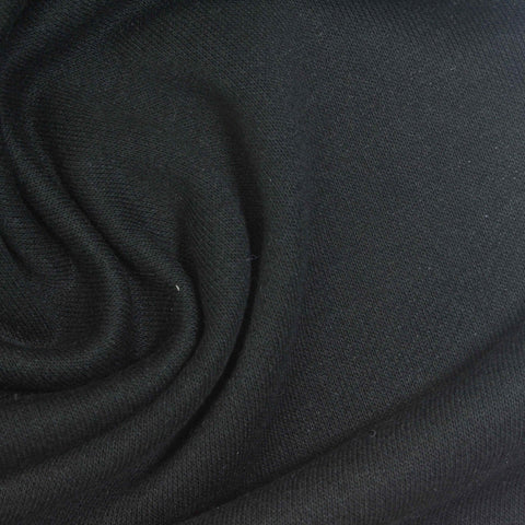 Cotton Polyester French Terry Fabric, 280 gsm, 170 cm — Black