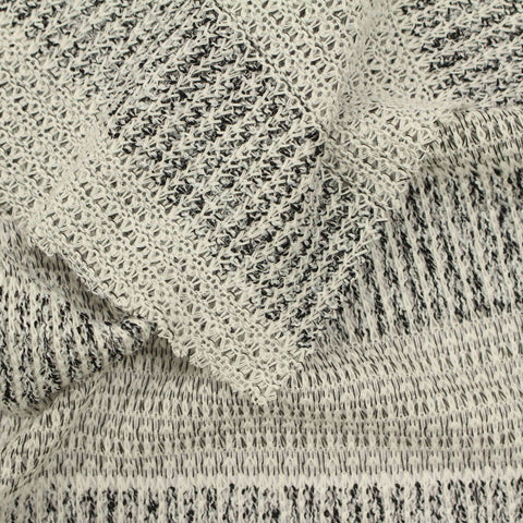 Black Horizontal-Stripe Chunky Knit, Poly-Viscose, 230 gsm, 160 cm