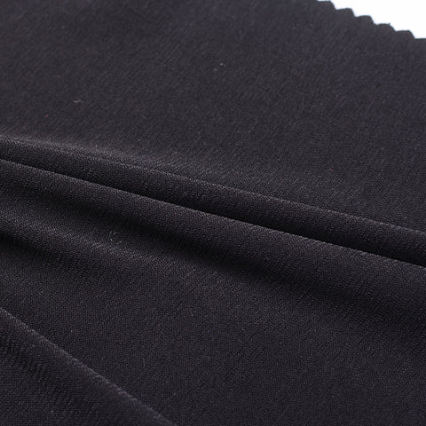 Polyester Stretch Linen-Look Fabric, 174 gsm, 165 cm — Black