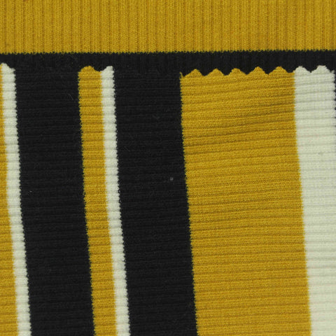 Black Horizontal-Stripe Rib Knit, Poly-Viscose, 280 gsm, 125 cm