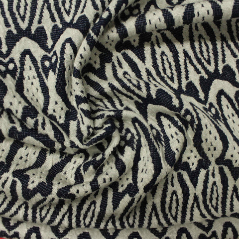 Navy Abstract Jacquard, Poly-Viscose
