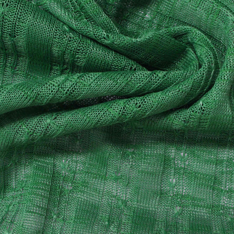 Green Openwork-Stripe Rib Knit, Polyester