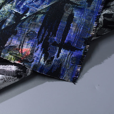 Black Abstract Jacquard, Poly-Cotton, 210 gsm