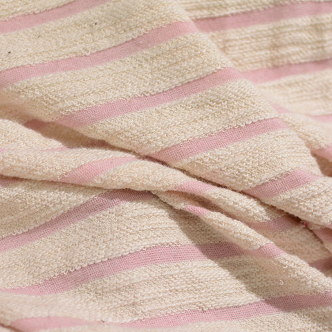 Pink Horizontal-Stripe French Terry, Cotton, 303 gsm
