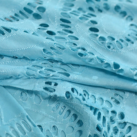 Light Blue Floral Jacquard, Polyester, 100 gsm