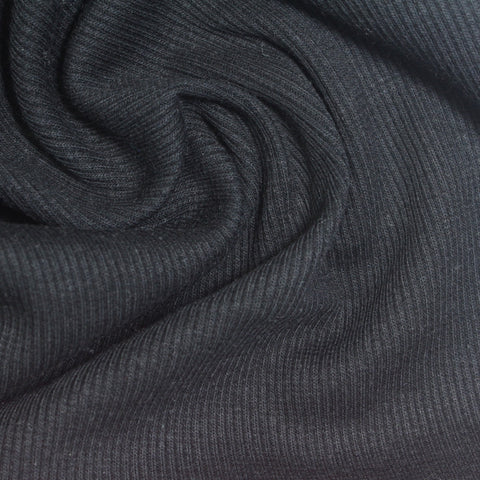Cotton Polyester Stretch Rib Knit Fabric, 300 gsm, 132 cm — Grey