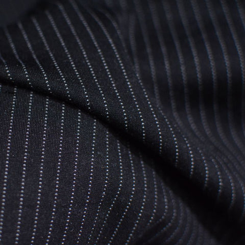 White Vertical-Pinstripe Interlock Knit, Viscose-Nylon