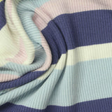 Dark Blue Diagonal-Stripe Rib Knit, Viscose — photo 3