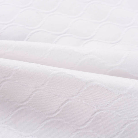 White Geometric Jacquard, Poly-Cotton, 175 gsm