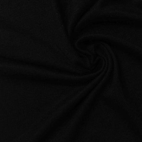 Viscose Stretch Rib Knit Fabric, 203 gsm — Black