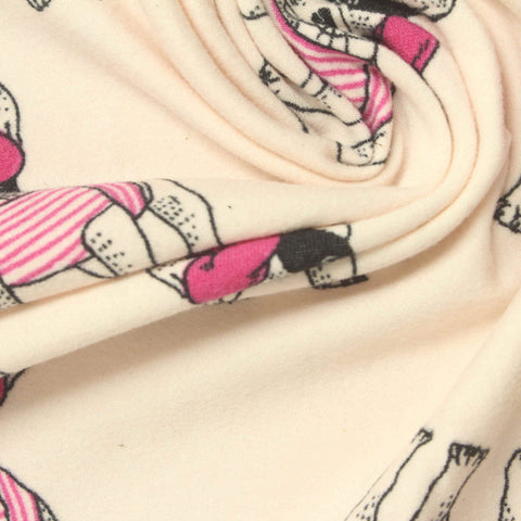 Pink Cartoon-Animal Print Milk Silk Knit, Polyester