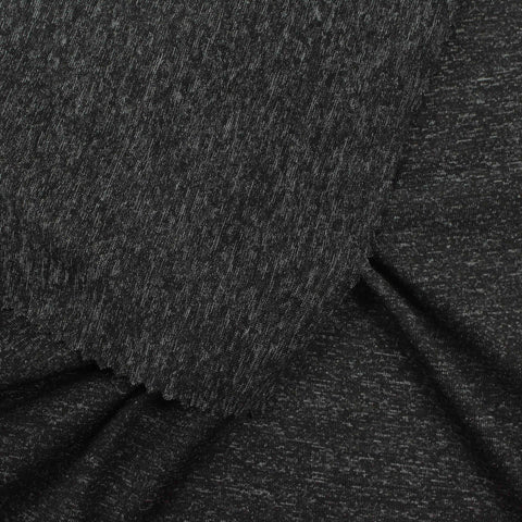 Dark Grey Marl Jersey Knit, Polyester, 199 gsm